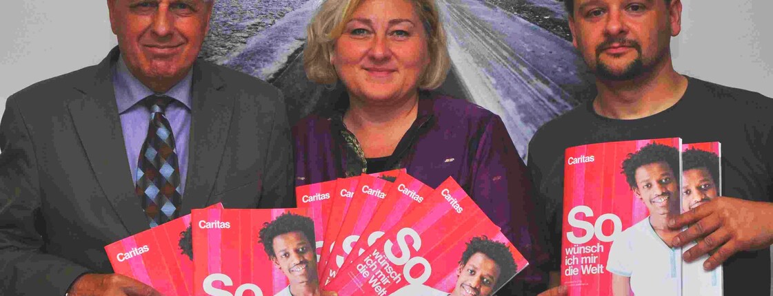 Präsentation des Jahresberichtes der Caritas Steiermark 2014 mit Franz Küberl, Edith Pfeiffer und Helmut Steinkellner in den Räumlichkeiten des Jugendstreetwork.