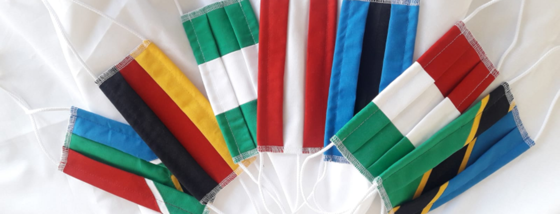 Stoffmasken mit verschiedenen Flaggen-Motiven