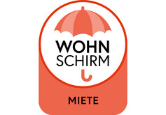 Logo von Wohnschirm Miete in Orange mit Schirm
