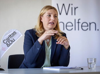 Caridas Steiermark Direktorin Nora Tödtling-Musenbichler im Gespräch