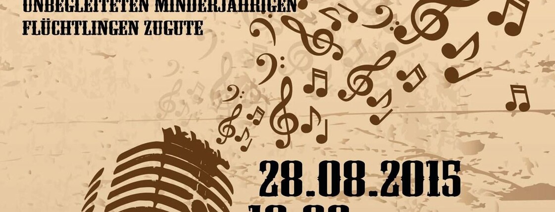 Plakat Benefizkonzert Area Sound in Weiz am 28.8.2015.