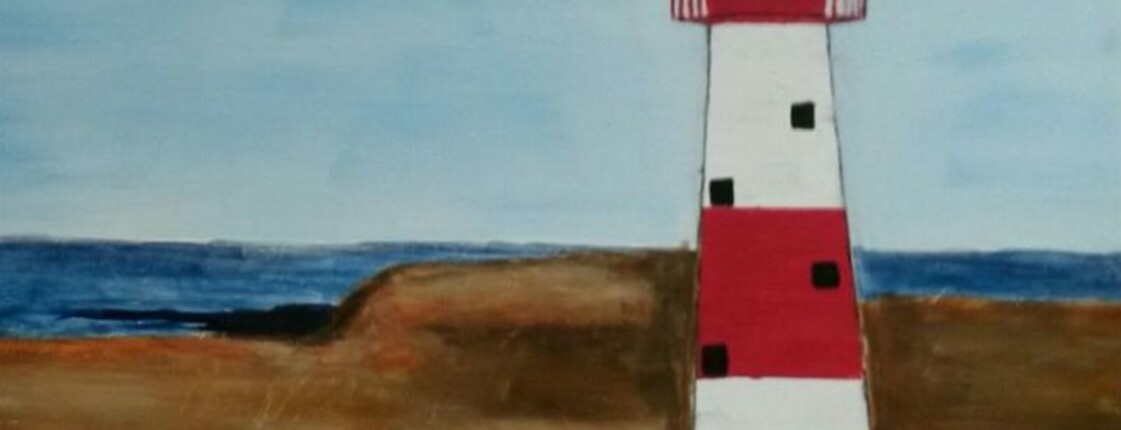 Bild mit Leuchtturm in Acryltechnik gemalt