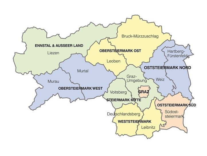 Die acht Regionen der Steiermark